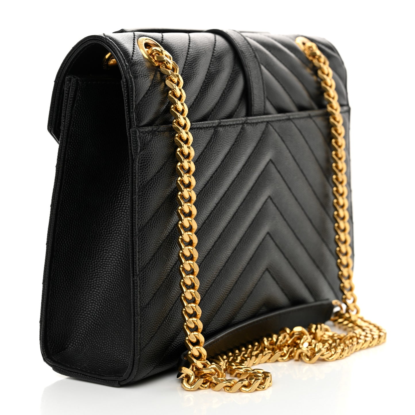 Grain De Poudre Matelasse Chevron Medium Monogram Satchel Black
