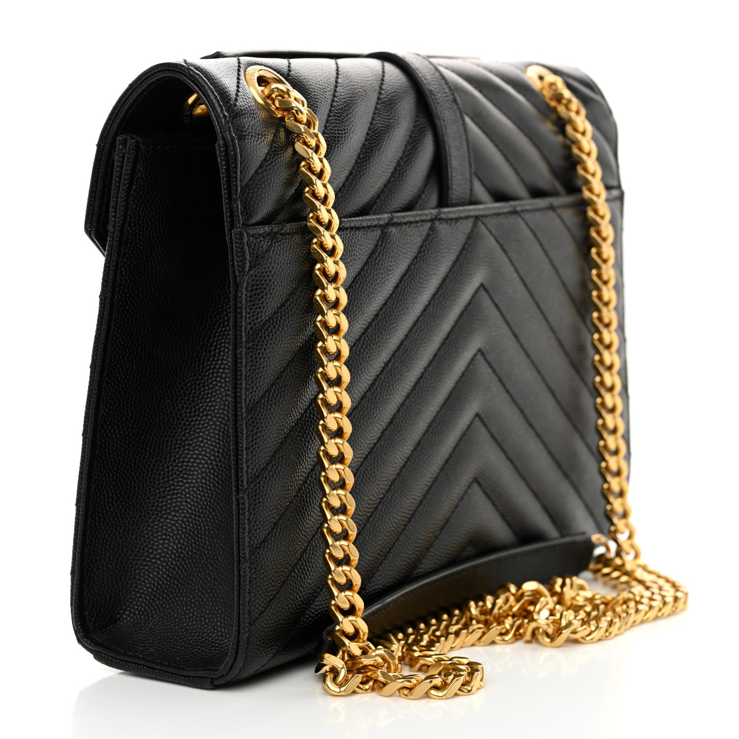 Saint Laurent Grain De Poudre Matelasse Chevron Medium Monogram Satchel Black 2 of 12
