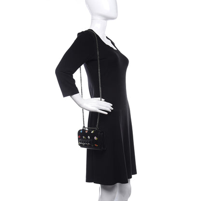 Valentino Garavani Velvet Embroidered Va Va Voom Shoulder Bag Black 3 of 8