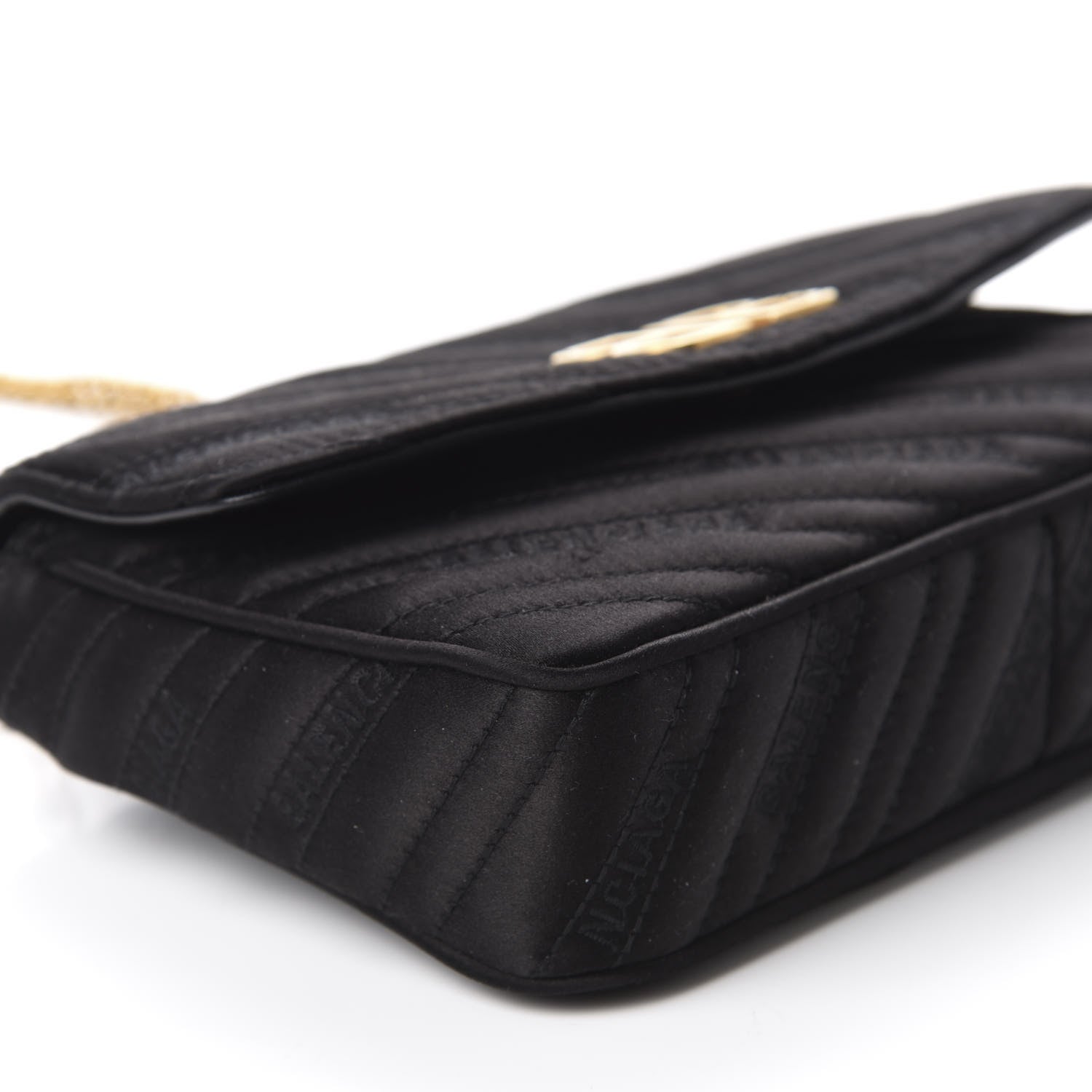 Balenciaga Satin Jacquard Logo Matelasse BB Chain Wallet Black 6 of 9