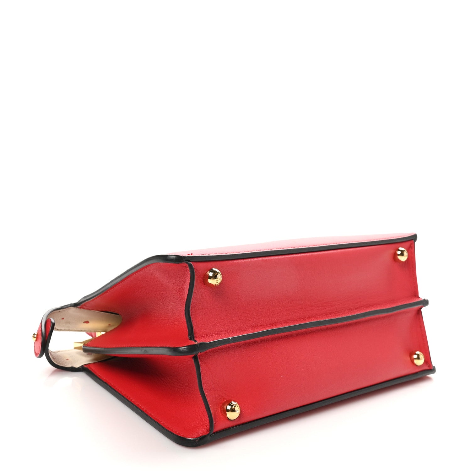 Fendi Vitello Seta Nappa Chinese Valentines Day Karligraphy Small Peekaboo I SEE U Satchel Rosso Cardinale Panna 4 of 10
