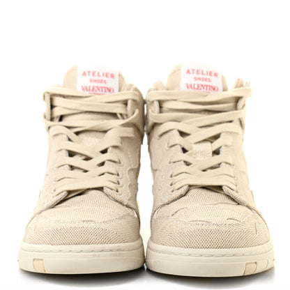 Valentino Garavani Canvas Atelier 07 Camouflage Edition Womens High Top Sneakers 35 Natural 2 of 11