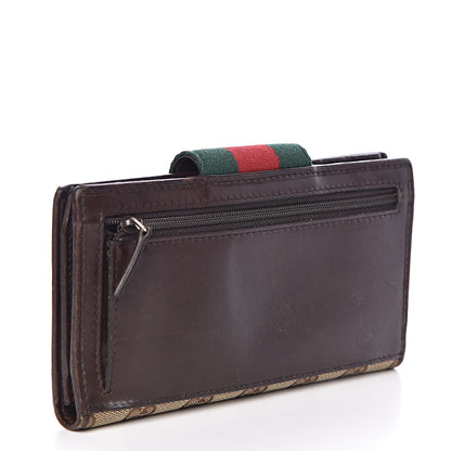 Gucci Monogram Calfskin Ladies Web Continental Wallet Beige Ebony Cocoa 3 of 9