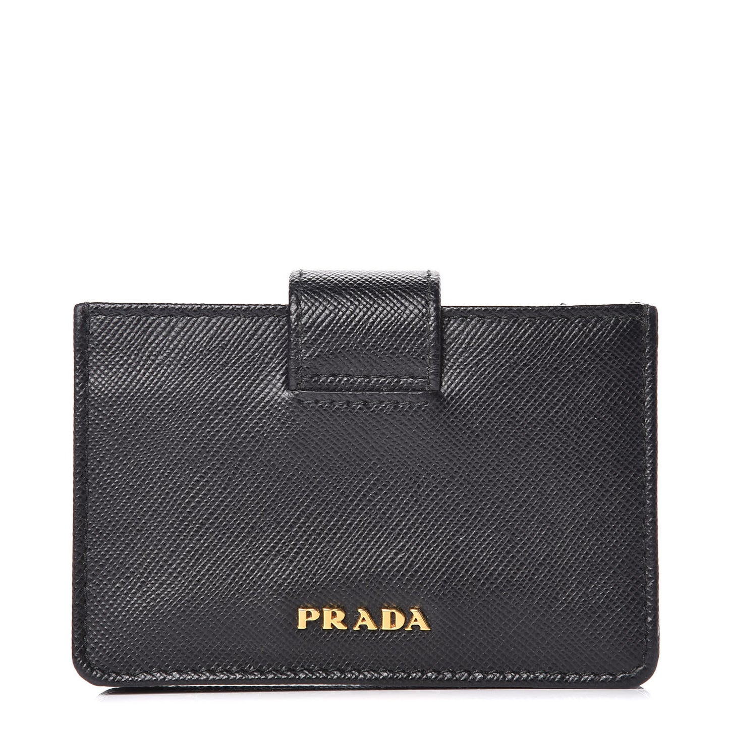 Saffiano Metal Gusseted Card Holder Black