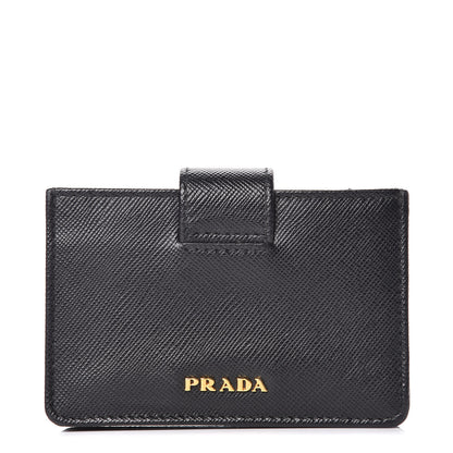 Prada Saffiano Metal Gusseted Card Holder Black 1 of 7