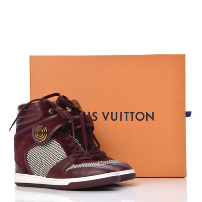 Louis Vuitton Calfskin Suede Postmark Wedge Sneakers 37.5 Bordeaux 14 of 14