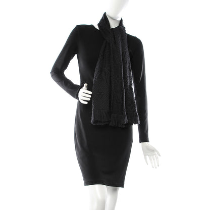 Louis Vuitton Wool Silk Logomania Scarf Black 2 of 3