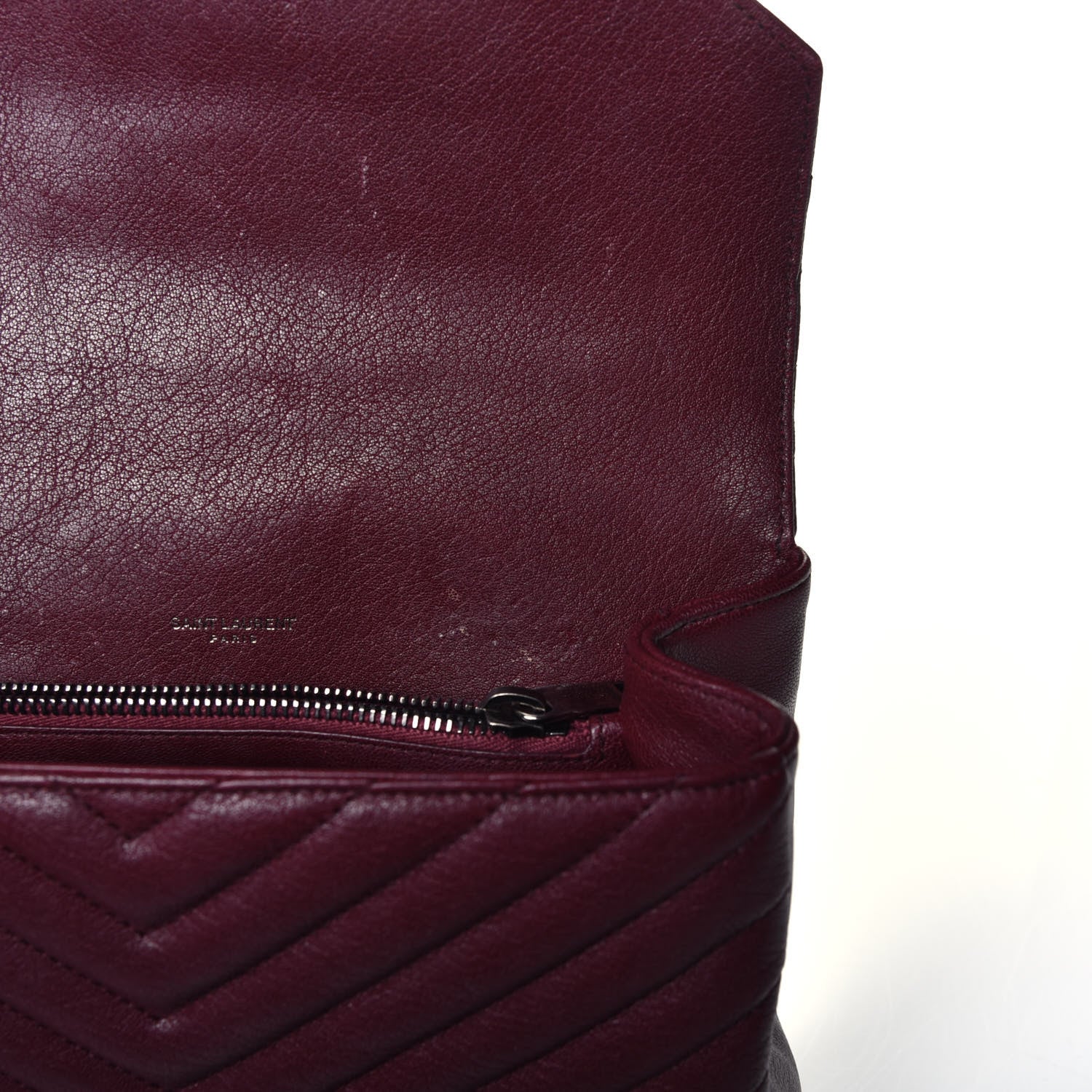 Saint Laurent Sheepskin Matelasse Chevron Monogram Medium College Bag Rouge Legion 9 of 9