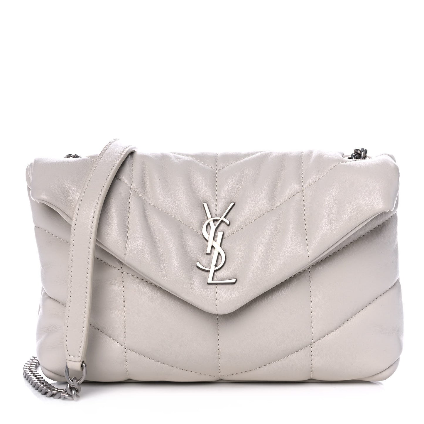 Lambskin Quilted Toy Loulou Puffer Monogram Chain Satchel Blanc Vintage