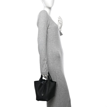 Hermes Taurillon Clemence Monochrome Picotin Lock 18 PM Black 2 of 11