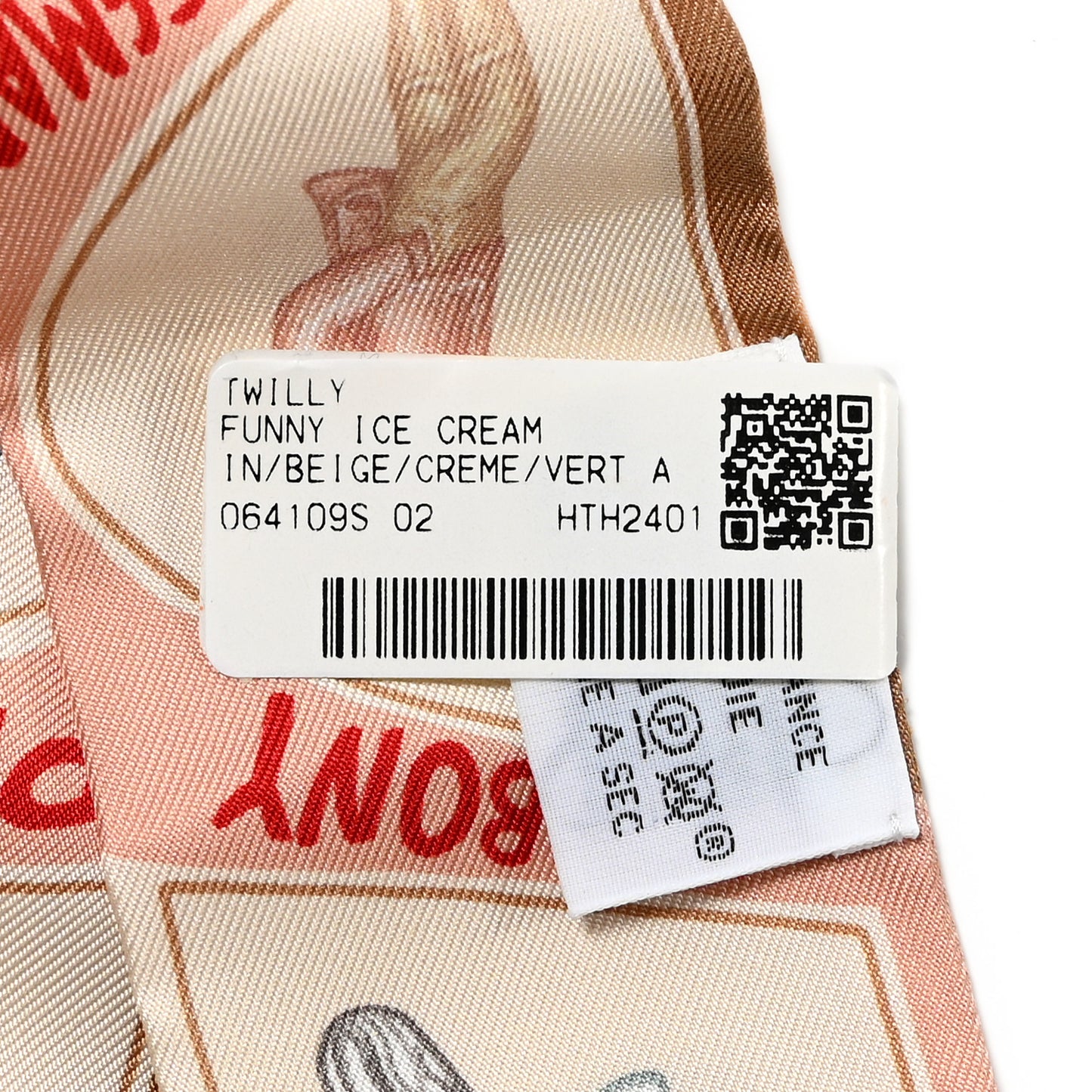 Silk Funny Ice Cream Twilly Beige Cream Vert