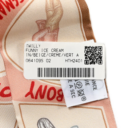 Hermes Silk Funny Ice Cream Twilly Beige Cream Vert 4 of 4