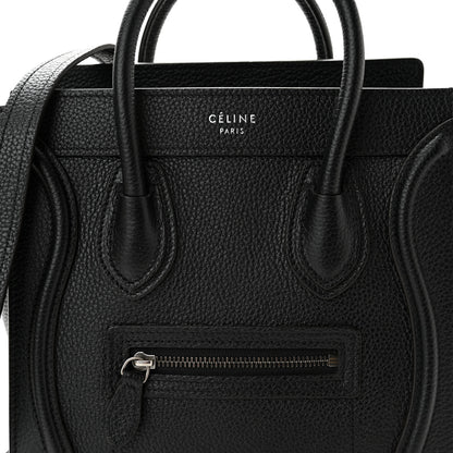 Celine Drummed Calfskin Nano Luggage Black 7 of 9