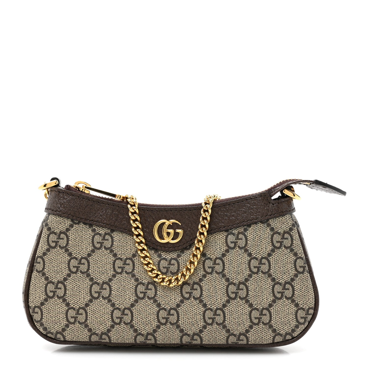Gucci GG Supreme Monogram Textured Dollar Calfskin Mini Ophidia Chain Bag Beige Ebony 1 of 11