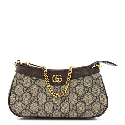 Gucci GG Supreme Monogram Textured Dollar Calfskin Mini Ophidia Chain Bag Beige Ebony 1 of 11