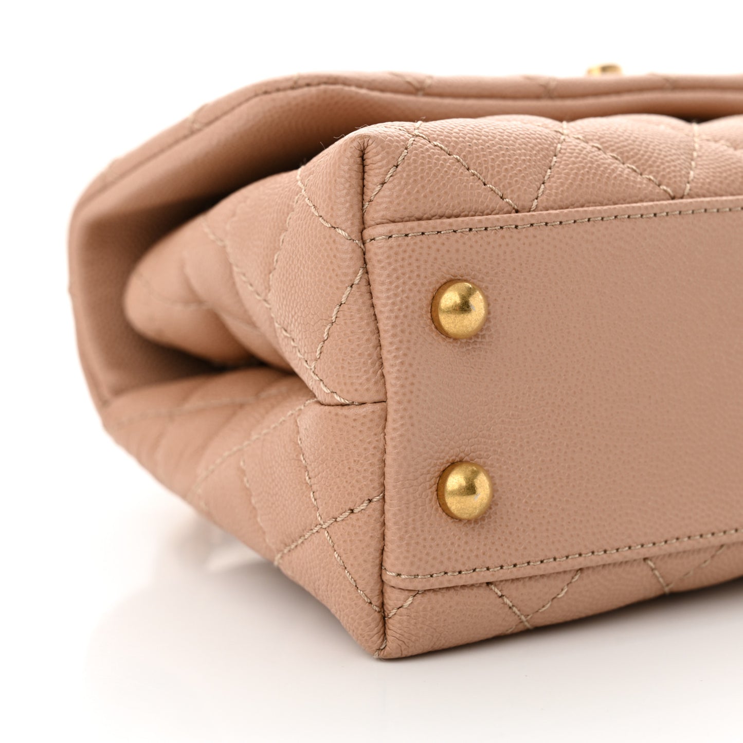 Caviar Lizard Embossed Quilted Mini Coco Handle Flap Beige