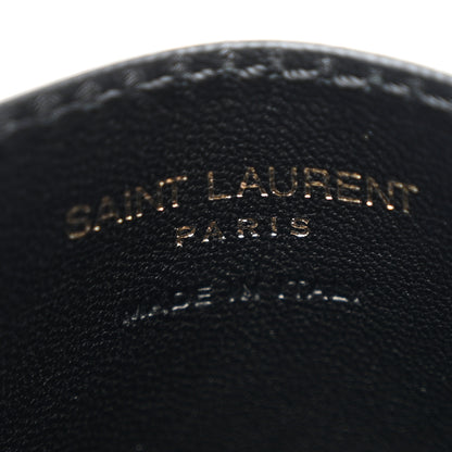 Saint Laurent Grain De Poudre Matelasse Chevron Monogram Credit Card Case Black 6 of 7
