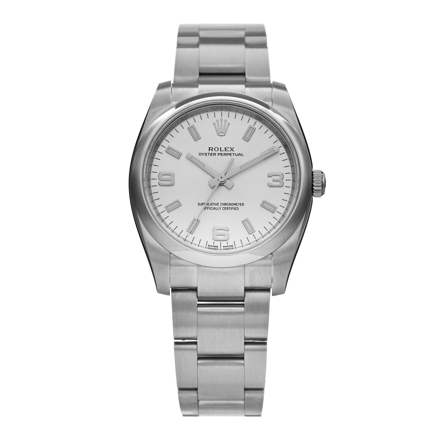 Stainless Steel 34mm Oyster Perpetual Watch Silver 114200