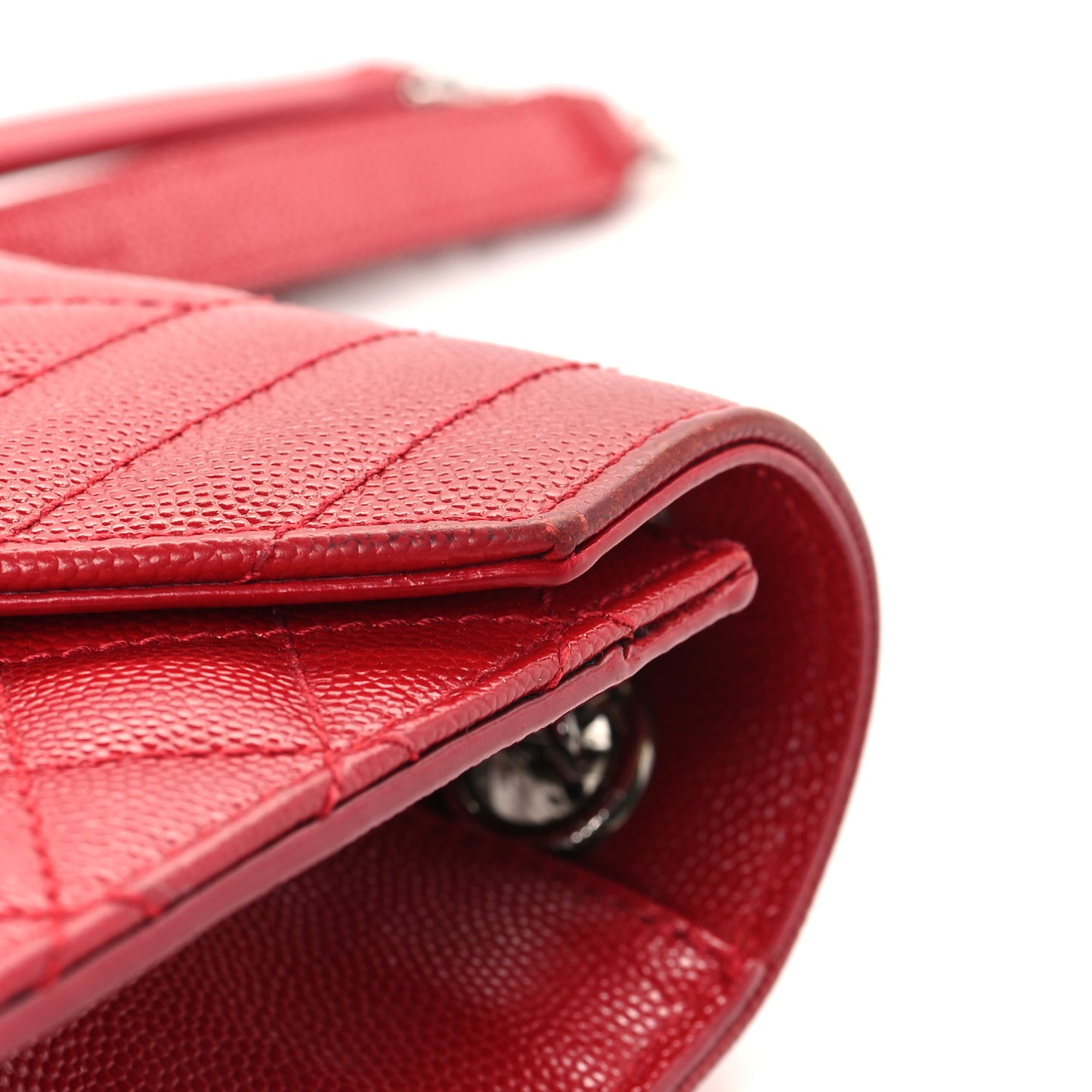 Grain De Poudre Textured Mixed Matelasse Triquilt Medium Monogram Satchel New Red