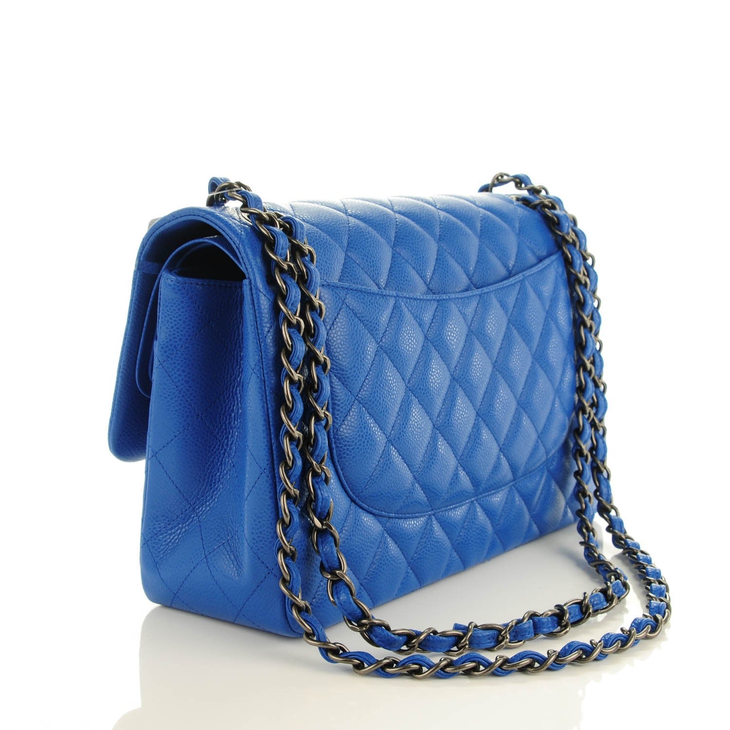 Chanel Caviar Quilted Jumbo Double Flap Blue 3 of 8