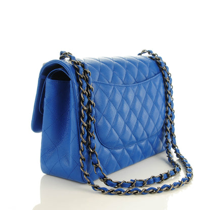 Chanel Caviar Quilted Jumbo Double Flap Blue 3 of 8
