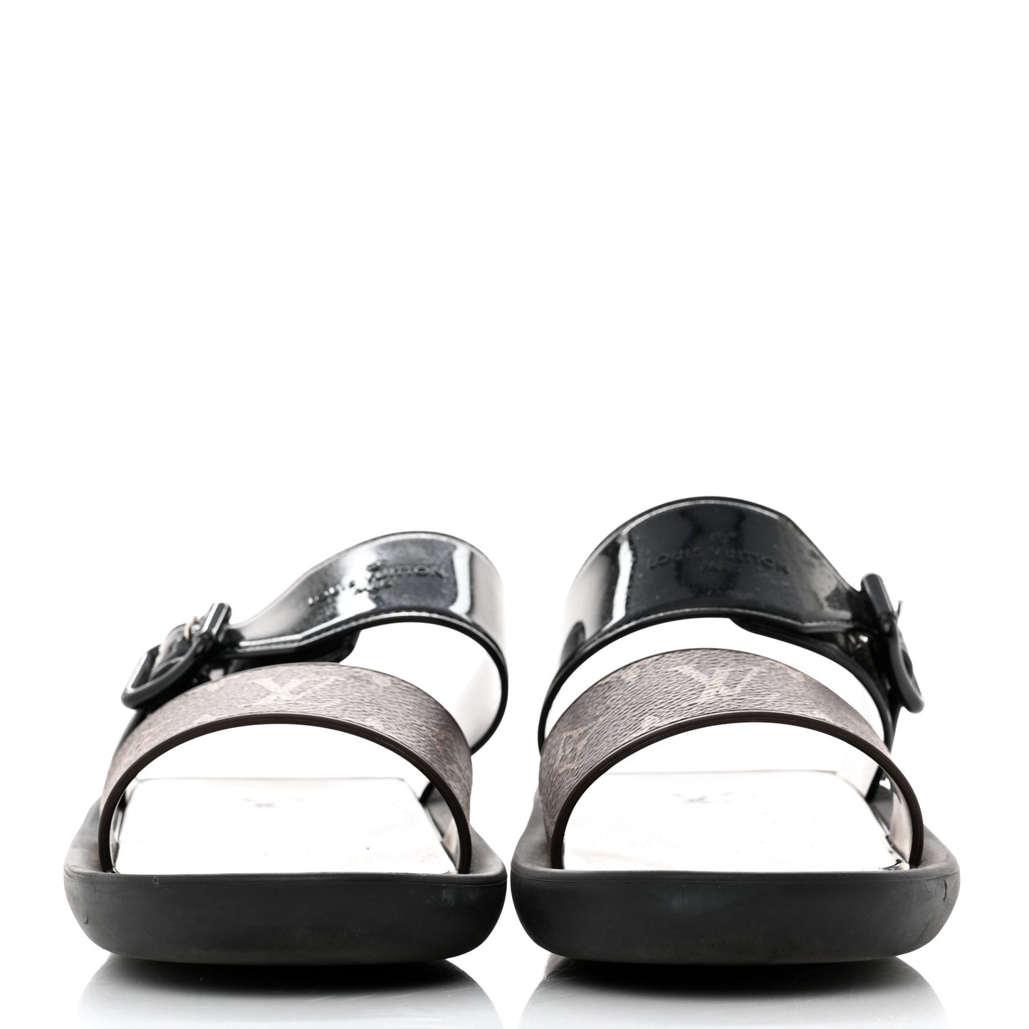 Monogram Sunbath Flat Mule Sandals 39 Black