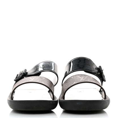 Louis Vuitton Monogram Sunbath Flat Mule Sandals 39 Black 2 of 8