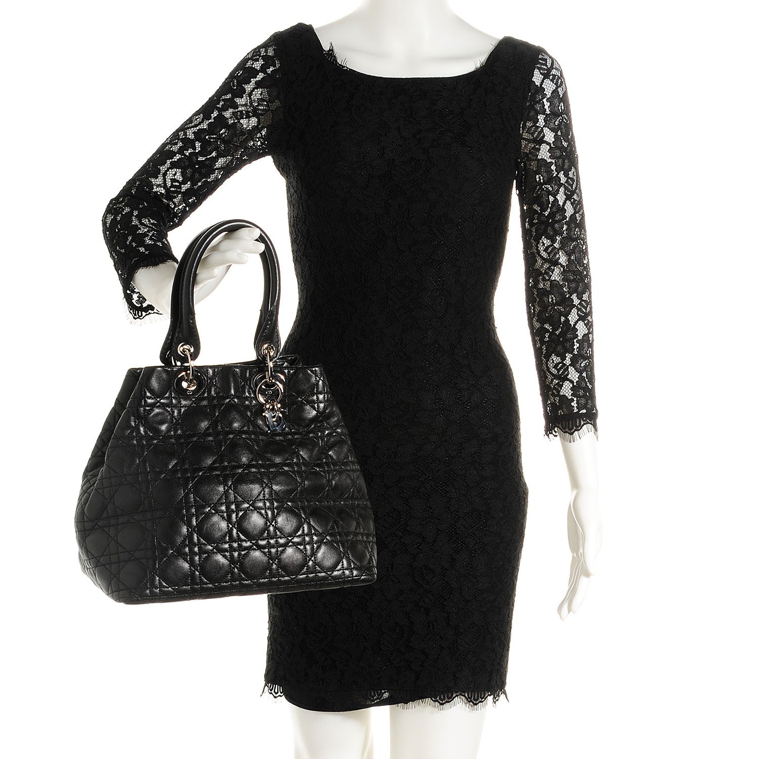 Christian Dior Lambskin Cannage Soft Large Lady Dior Tote Black 2 of 8