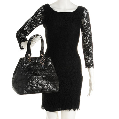 Christian Dior Lambskin Cannage Soft Large Lady Dior Tote Black 2 of 8