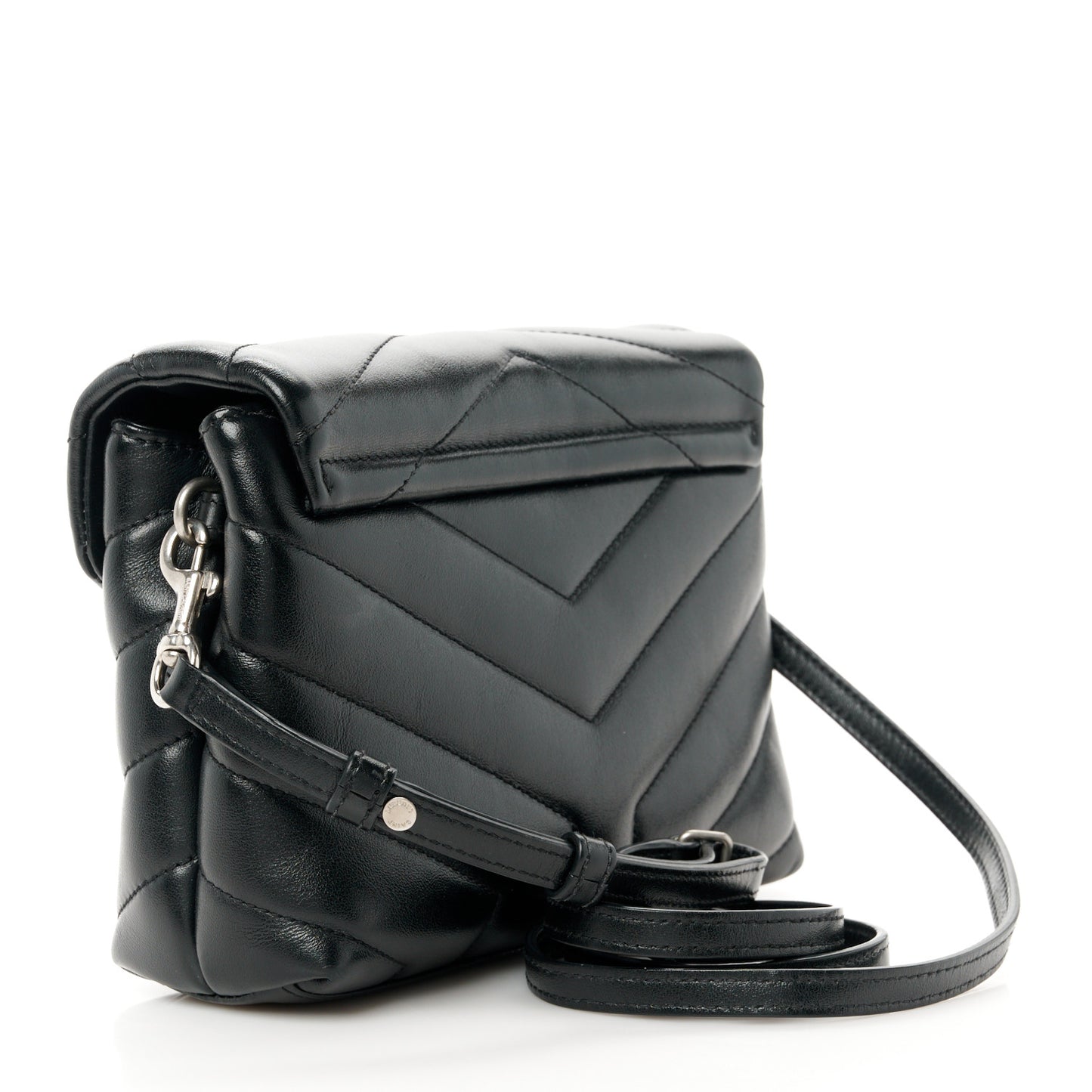 Calfskin Y Quilted Monogram Toy Loulou Crossbody Bag Black