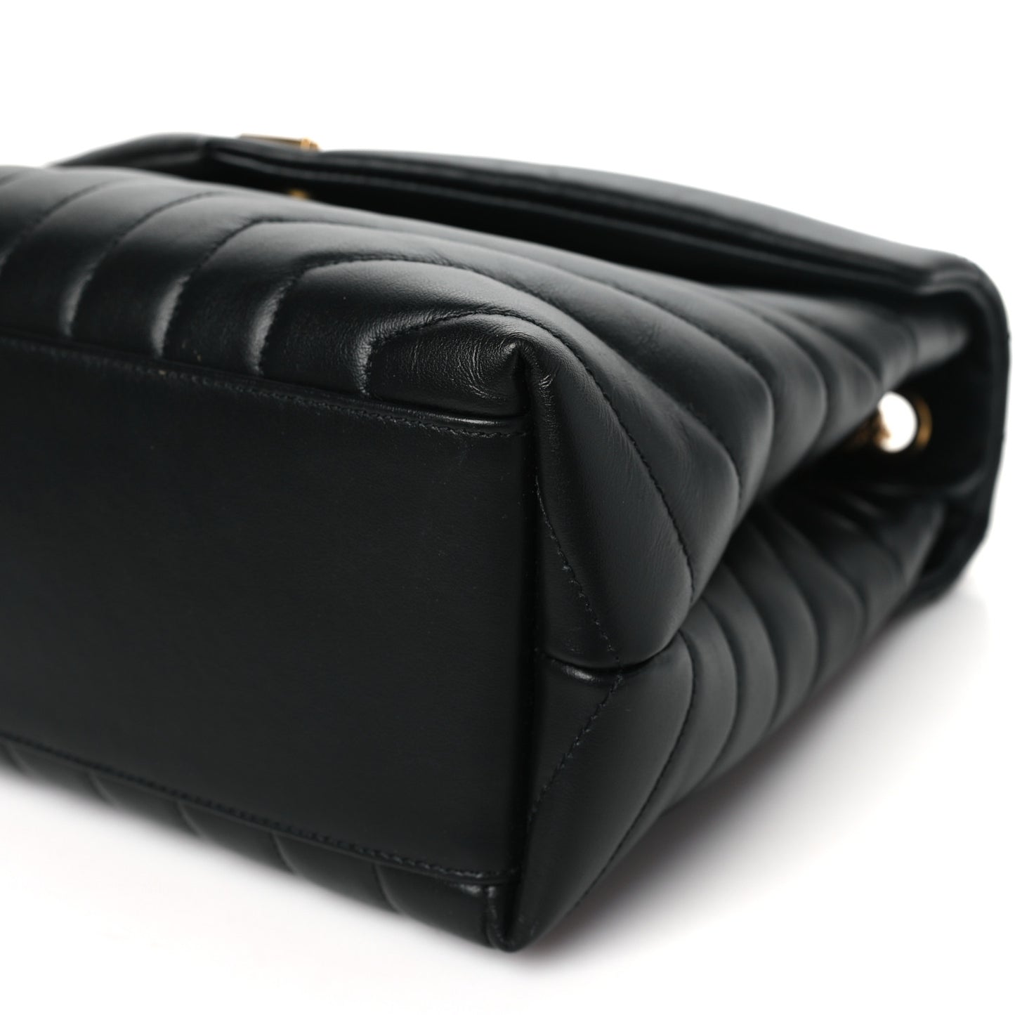 Calfskin Y Quilted Monogram Medium Loulou Chain Satchel Black