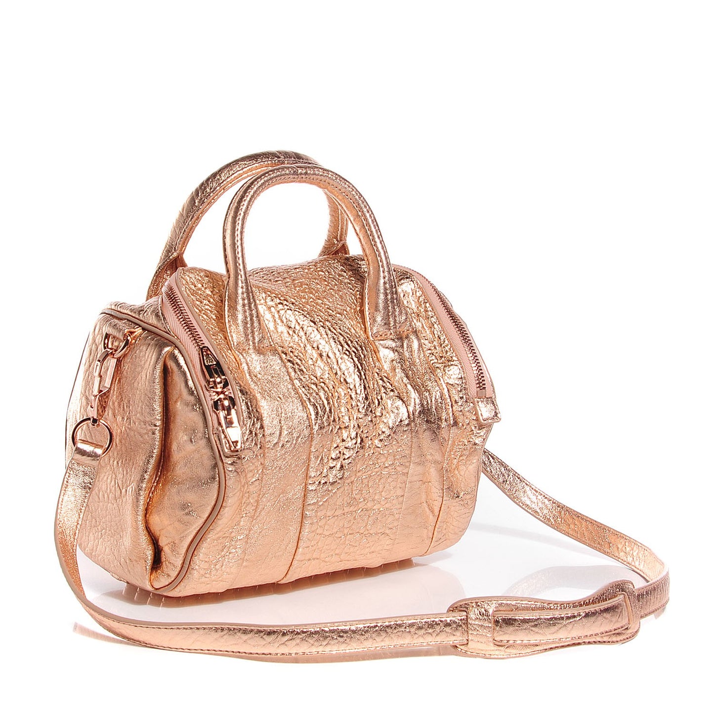 Pebbled Lambskin Rockie Metallic Rose Gold