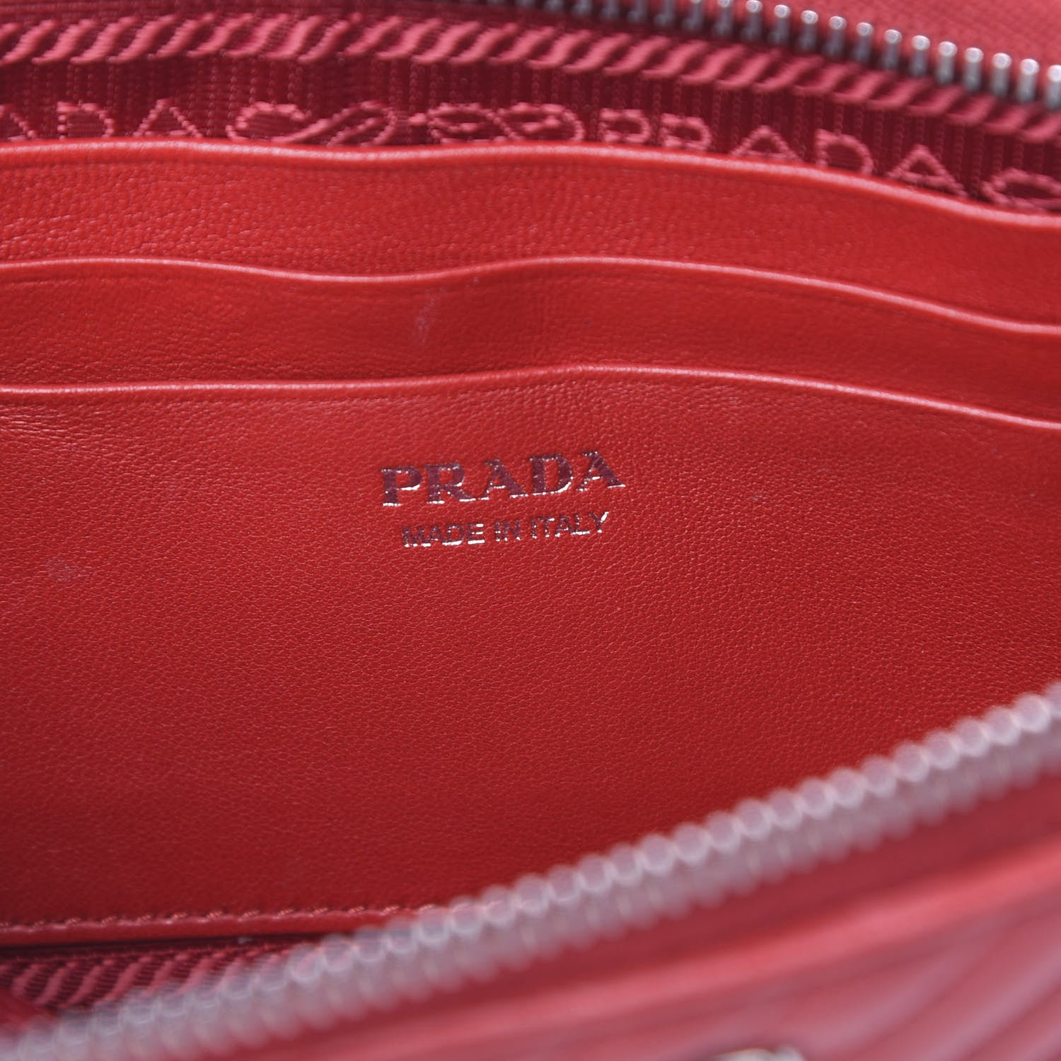 Prada Nappa Impunture Diagramme Mini Double Zip Chain Crossbody Bag Fuoco 7 of 11