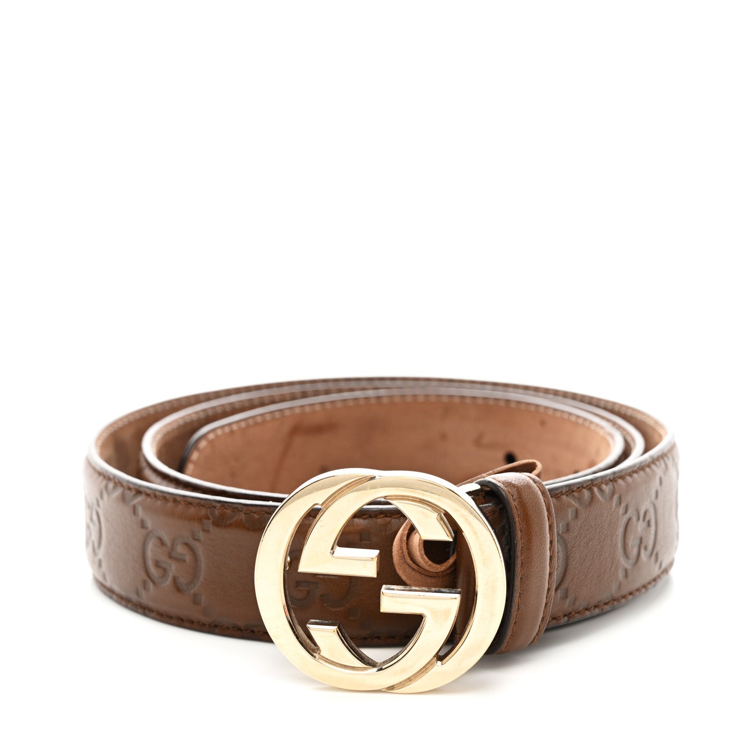 Gucci Guccissima Interlocking G Belt 85 34 Chocolate 1 of 5