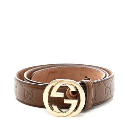 Gucci Guccissima Interlocking G Belt 85 34 Chocolate 1 of 5