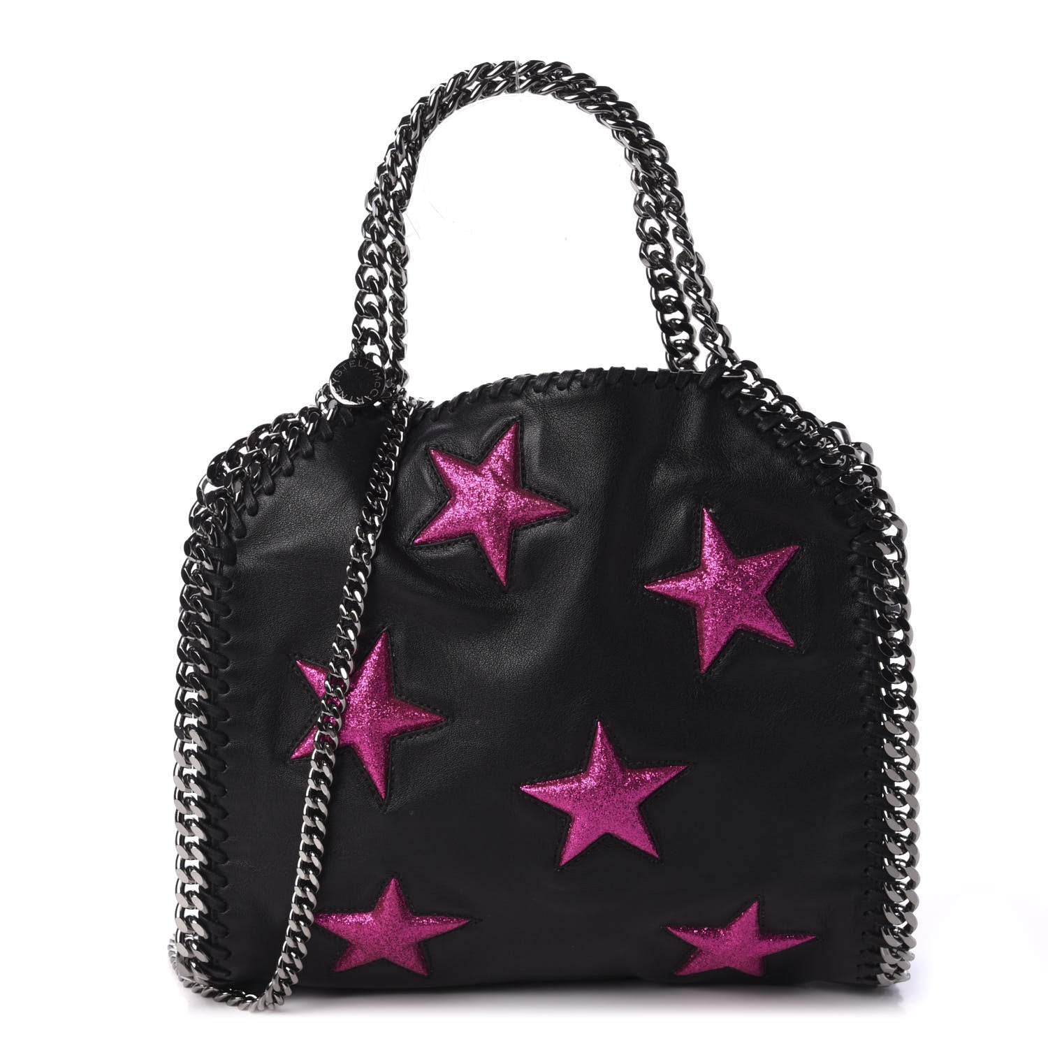 Stella McCartney Eco Alter Nappa Embossed Mini Star Falabella Tote Black Pink 1 of 10