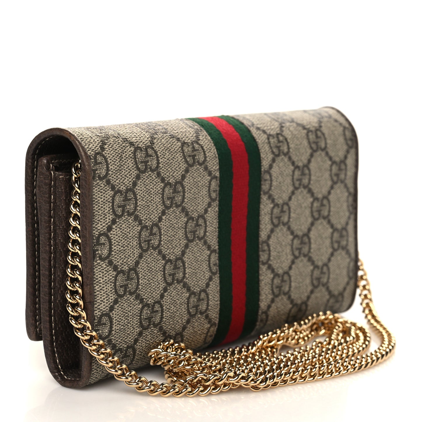 GG Supreme Monogram Web Ophidia Wallet On Chain Brown