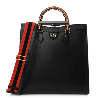 Gucci Wonka Grain Calfskin Large Diana Tote Bag Black 1 of 9