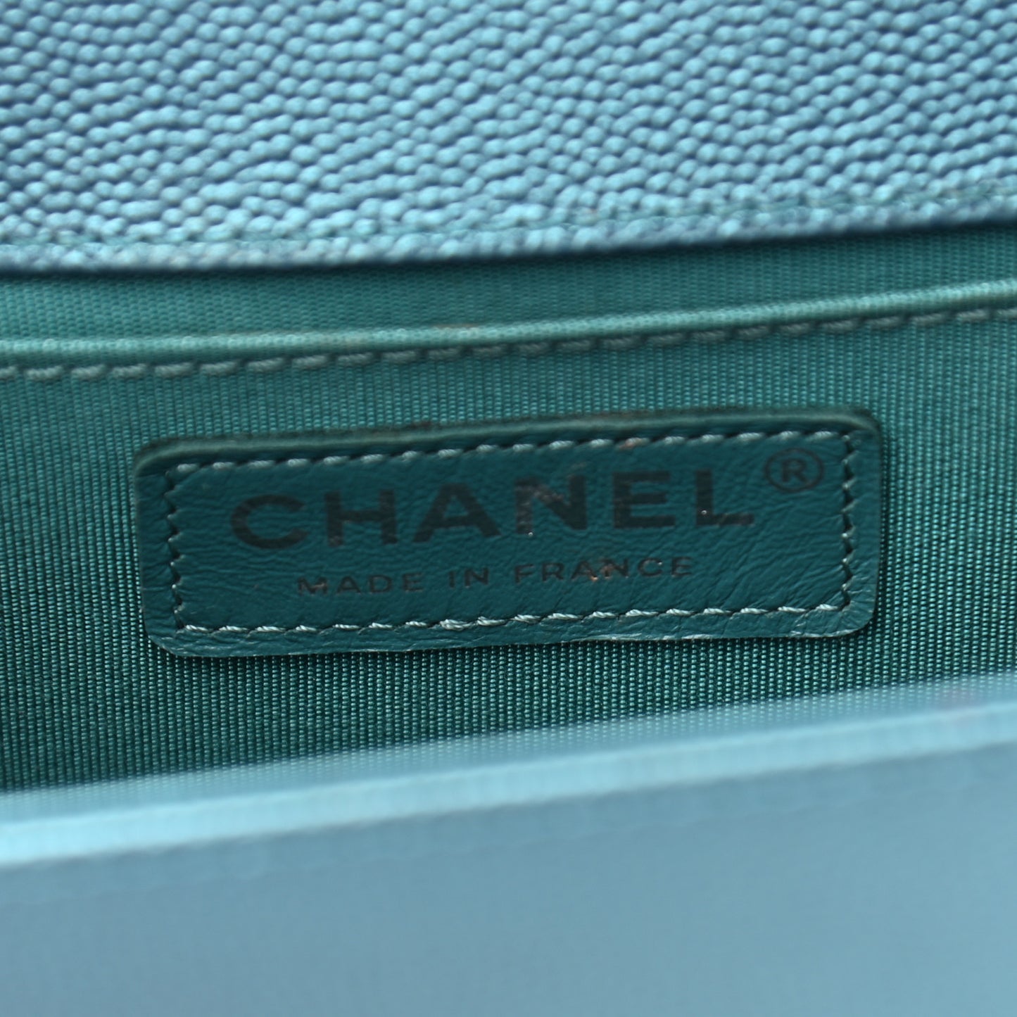Metallic Caviar Quilted Medium Boy Flap Turquoise