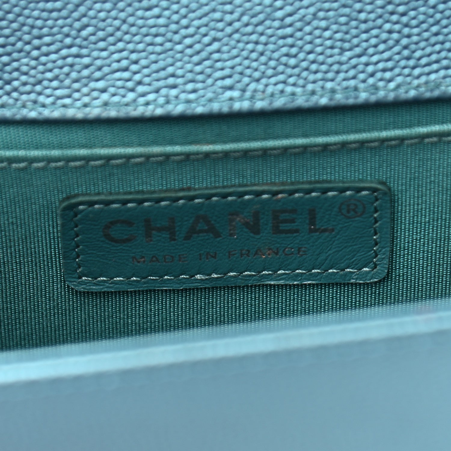 Chanel Metallic Caviar Quilted Medium Boy Flap Turquoise 6 of 10