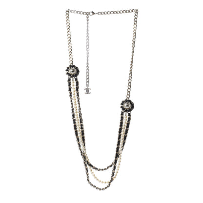 Chanel Lambskin CC Pearl Chain Necklace Black Gold 3 of 7