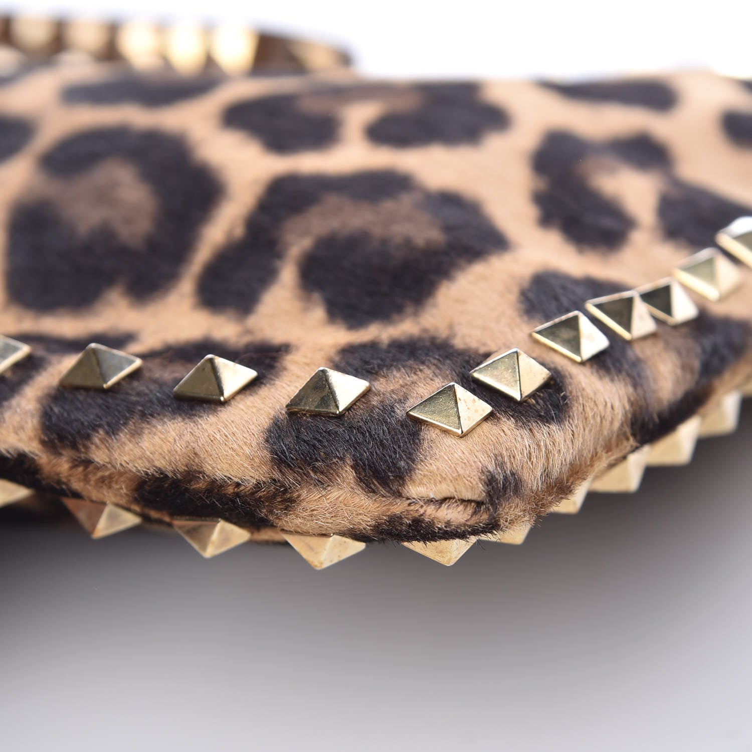 Valentino Garavani Calf Hair Leopard Print Rockstud Zip Wristlet Pouch Leopard 10 of 13