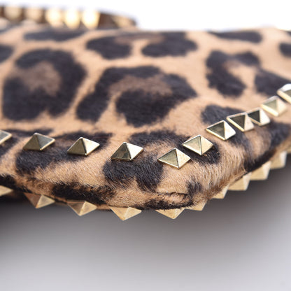 Valentino Garavani Calf Hair Leopard Print Rockstud Zip Wristlet Pouch Leopard 10 of 13
