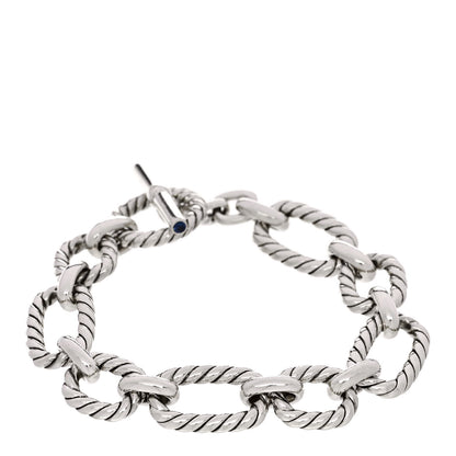 David Yurman Sterling Silver Blue Sapphire 12.5mm Cushion Link Bracelet 1 of 3