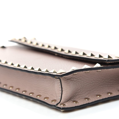 Valentino Garavani Pebbled Calfskin Rockstud Flap Wallet On Chain Poudre 8 of 9