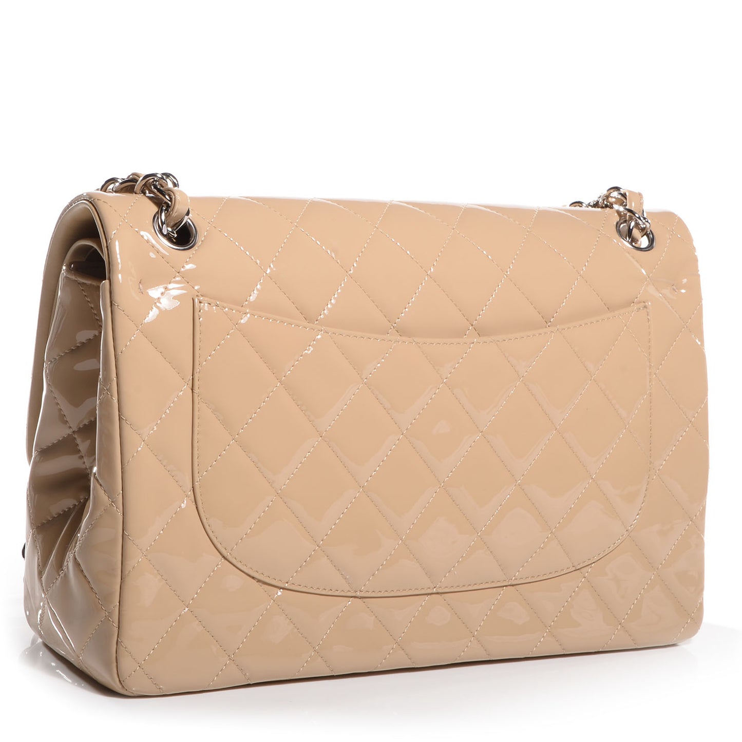 Patent Jumbo Double Flap Beige