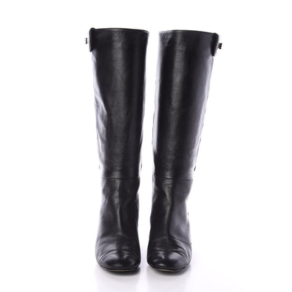 Chanel Lambskin Quilted Reissue Knee High Tall Boots 39 Black 2 of 6