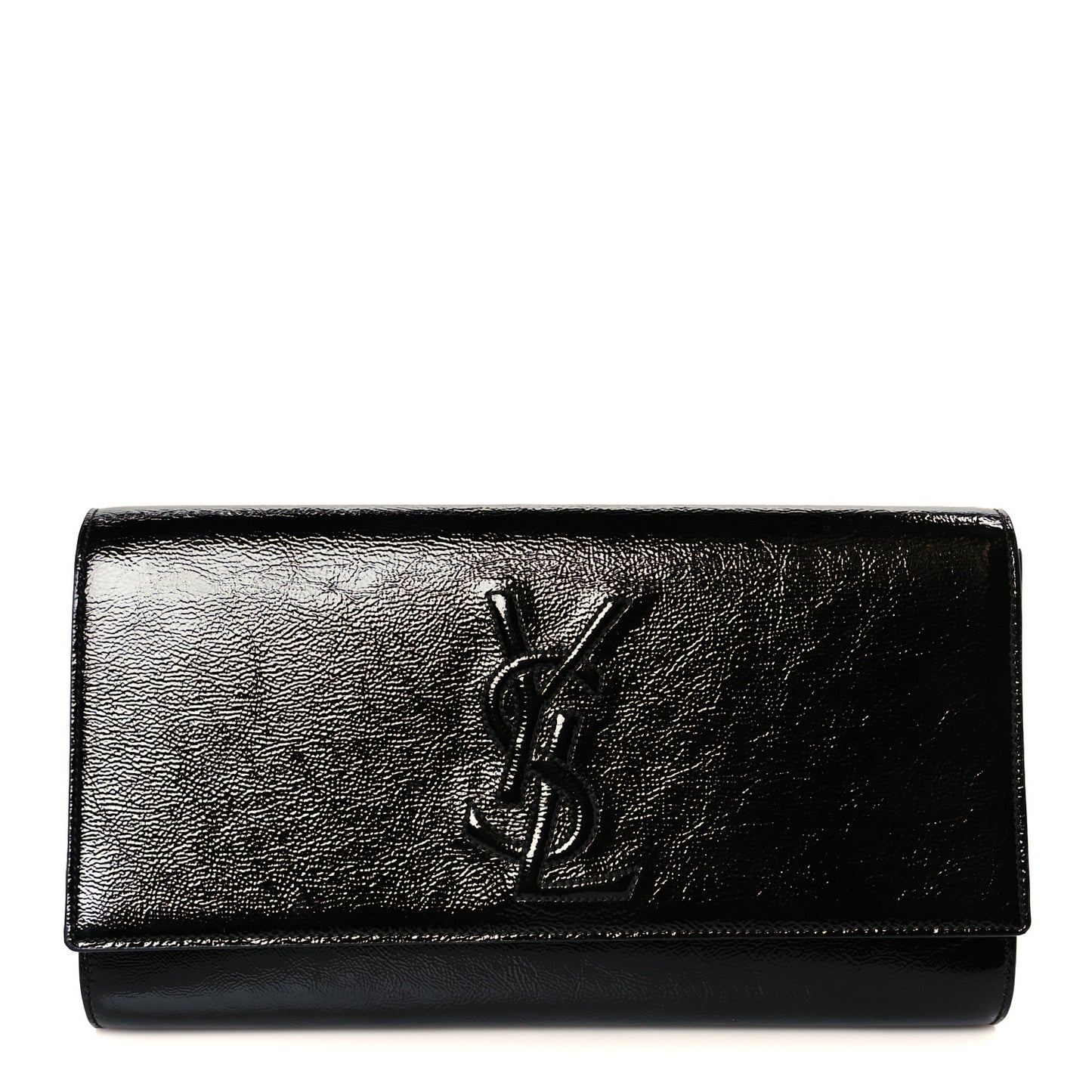 Textured Patent Monogram Large Belle De Jour Clutch Black