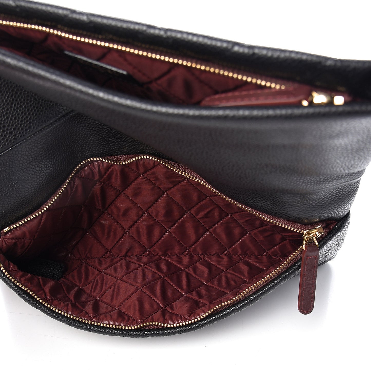 Caviar Quilted CC Beauty Clutch Black