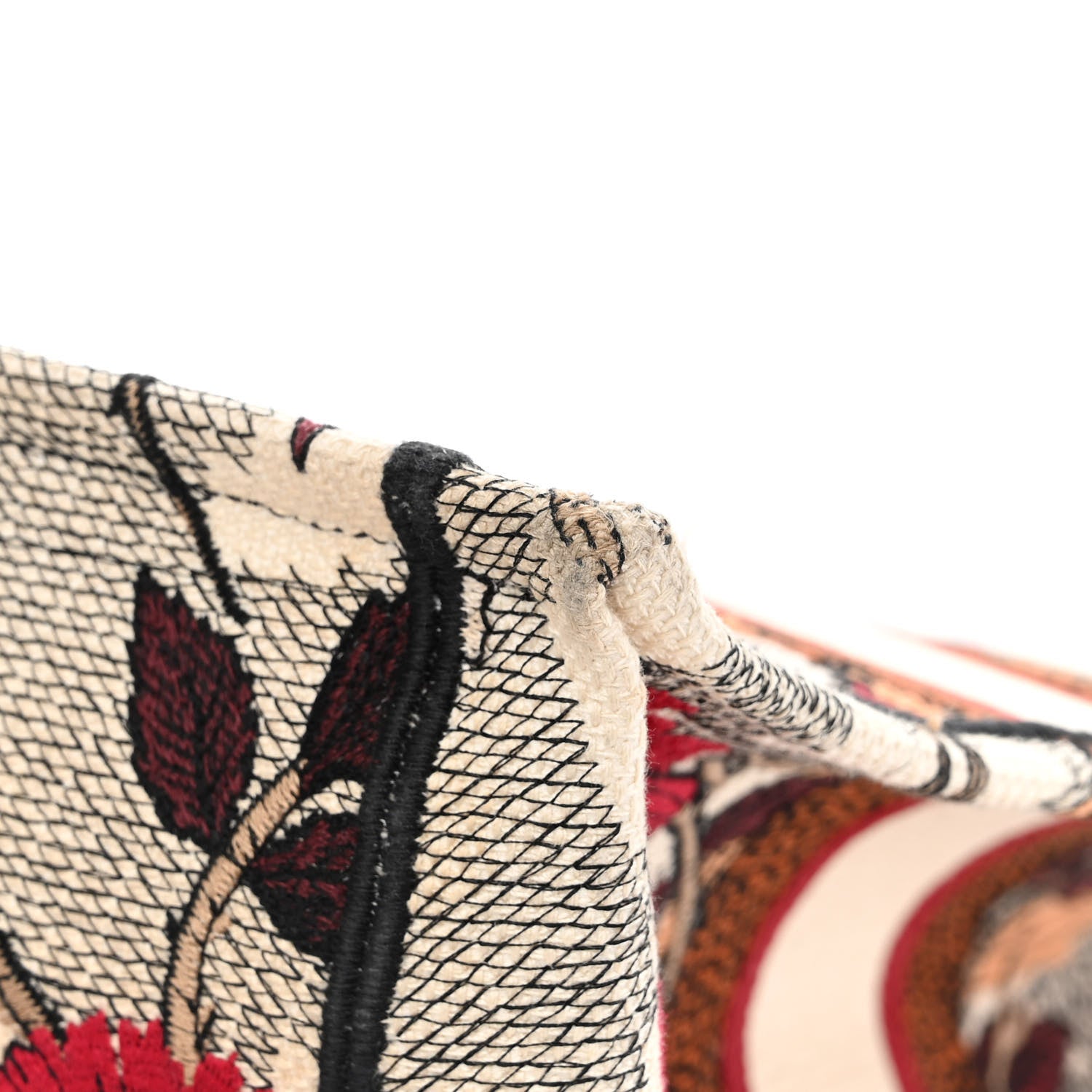 Christian Dior Canvas Embroidered Phoenix Medium Book Tote Red Multicolor 12 of 14